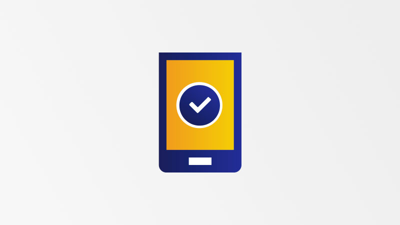 Mobile device with a checkmark symbolizing certified.