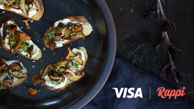 visa-rappi-400x225 Plato de comida + Logo combinado de Visa y Rappi